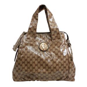 Gucci Hysteria GG Crystal Coated Canvas Brown Handbag Silver 211843